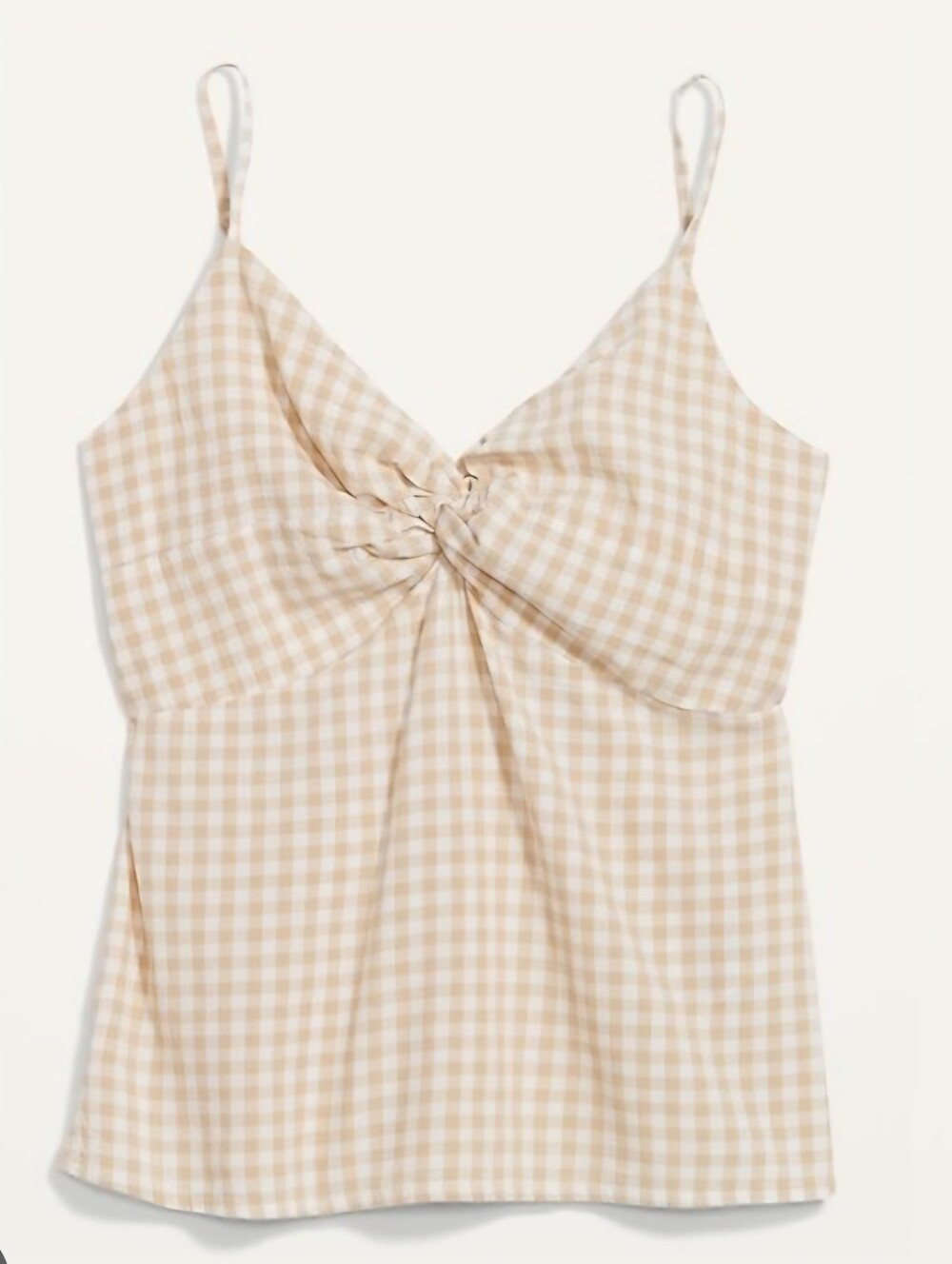 Old Navy Beige Gingham Knot-Front Cami Top NWT